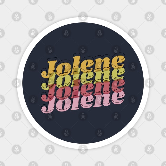 Jolene psychedelic typography boho 1970s design Magnet by KodiakMilly